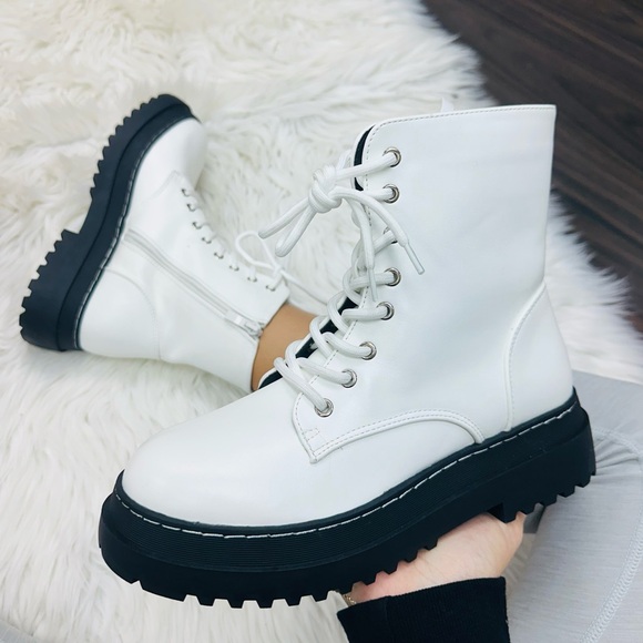 White Combat Boot - Picture 2 of 8
